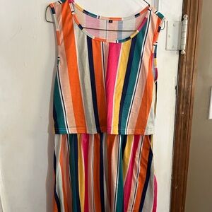 Multicolored striped sleeveless maternity/nursing friendly summer dress!